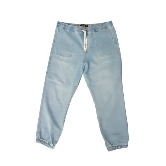 Stitch Star Blue Denim Jogger Pants Womens XXL Elastic Waistband Drawstring - Picture 1 of 9